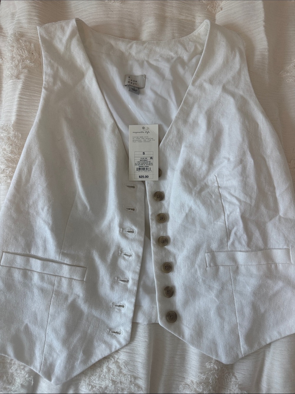 a new day White Women's Button Front Vest